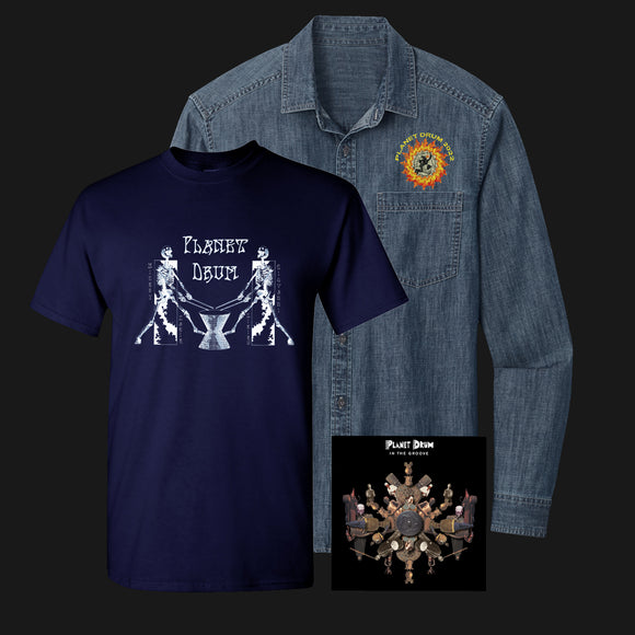 Planet Drum Denim Shirt Navy Gift Pack