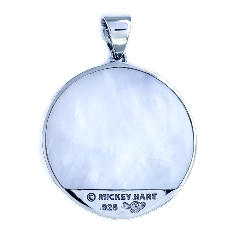 Sterling Silver & Mother Of Pearl Psychopomp Drummer Pendant (1-1/8” x 1-1/2”)
